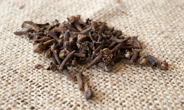 Pile of cloves on burlap