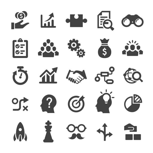 иконки бизнес-решений - smart series - teamwork action symbol people stock illustrations