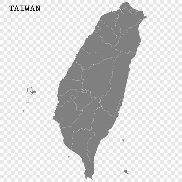 Map of Taiwan High quality map with borders of the regions taiwan stock illustrations