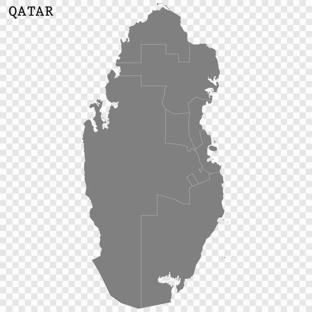 Map of Qatar High quality map with borders of the regions qatar map stock illustrations