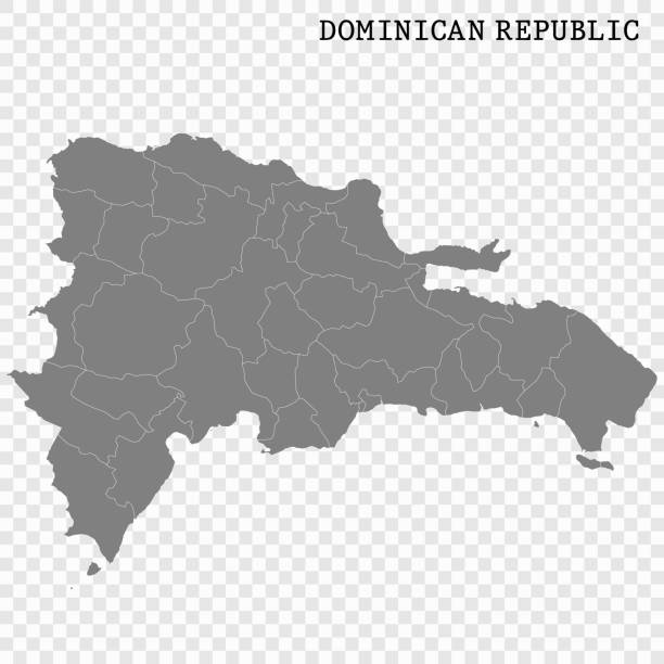 Map of Dominican Republic High quality map with borders of the regions dominican republic map stock illustrations