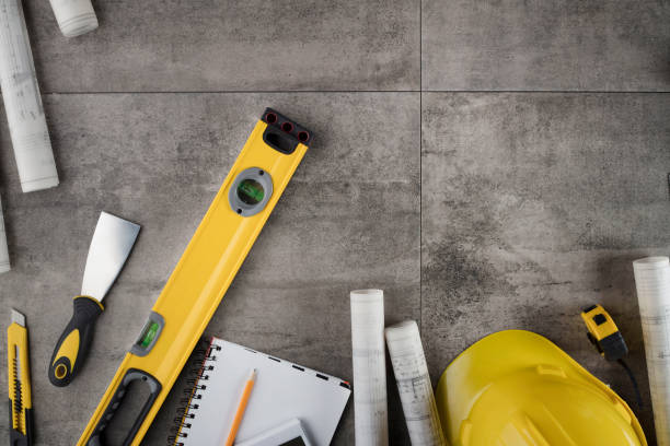 istock Contractor concept background. Top view. Place for typography. 936306920