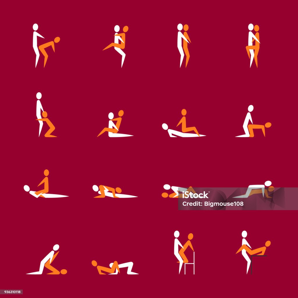Cartoon Sex verschiedenen Posen oder paar eingestellte Position. Vektor - Lizenzfrei Menschliches Sexualverhalten Vektorgrafik