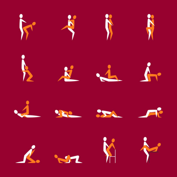 cartoon różne sex stanowi lub pozycja para zestaw. wektor - sex symbol illustrations stock illustrations