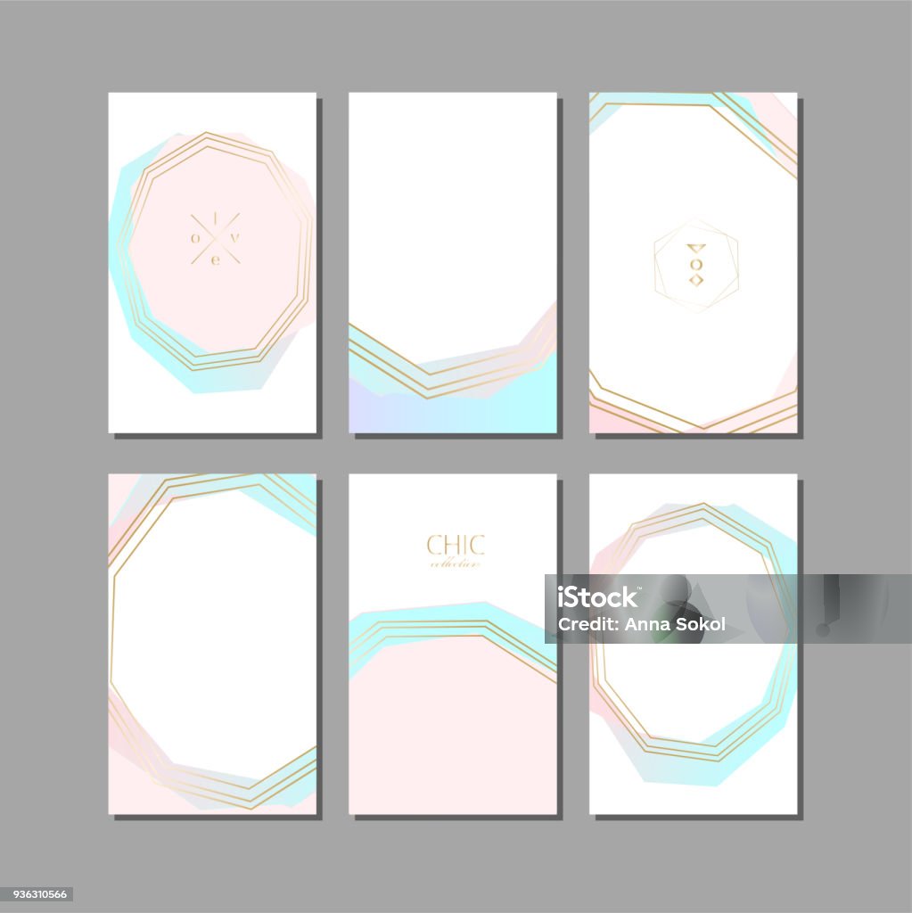Geometric Card Set Chic Geometric Card Set Stock Illustration - Download Image Now ...