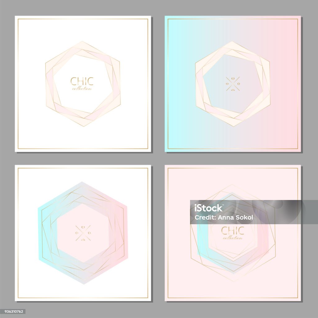 Geometric Card Set Chic Geometric Card Set Stock Illustration - Download Image Now ...