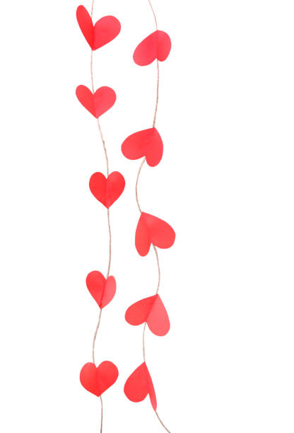 istock Red craft hearts garland isolated. Valentines wedding decoration. 936311610