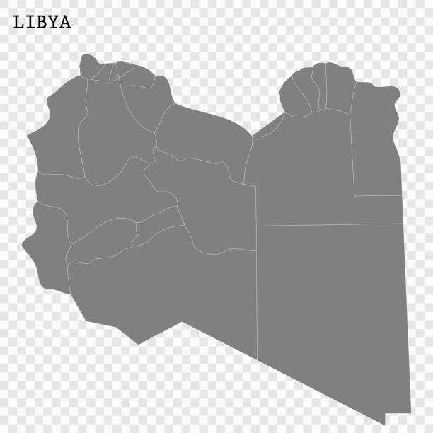 map of Libya High quality map with borders of the regions libya map stock illustrations