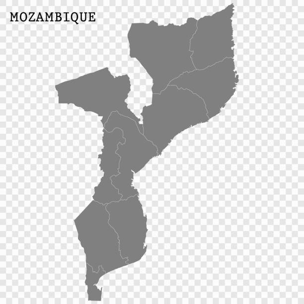map of Mozambique High quality map with borders of the regions mozambique stock illustrations