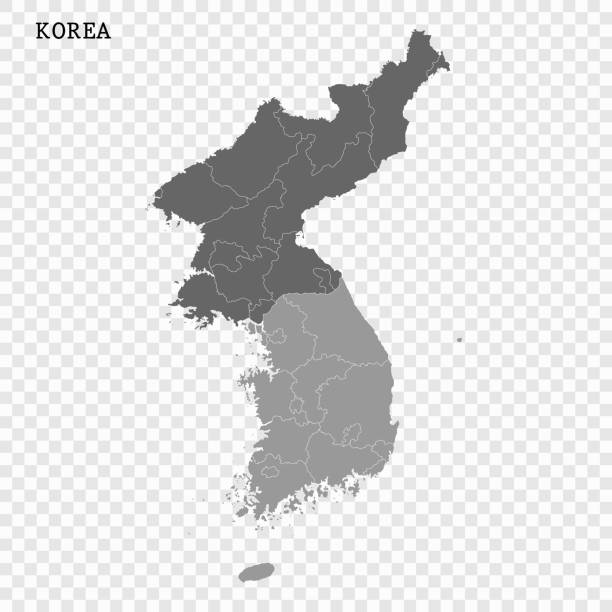 illustrazioni stock, clip art, cartoni animati e icone di tendenza di mappa vettoriale della corea del nord e del sud - coreano