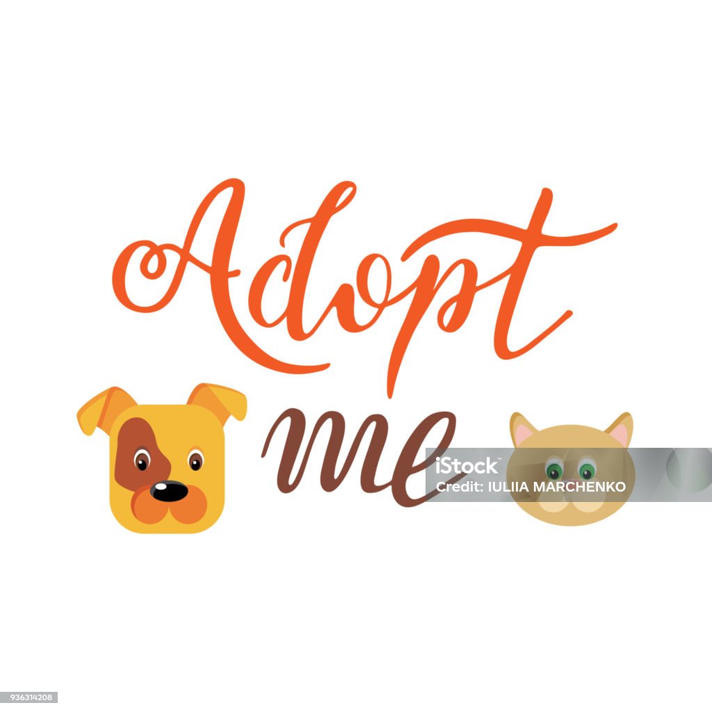Hand Drawn Adopt Me Lettering Text Design For Cards Poster Logo Banner On  White Background Help Animal Concept Pet Adoption Stock Illustration -  Download Image Now - iStock