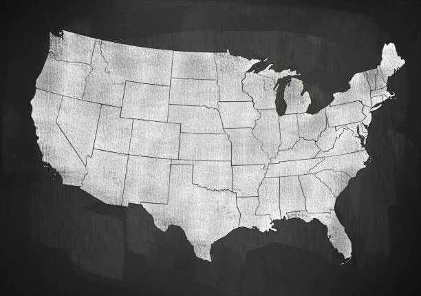 USA map on blackboard (Click for more) USA map on blackboard (Click for more) arkansas kansas stock pictures, royalty-free photos & images