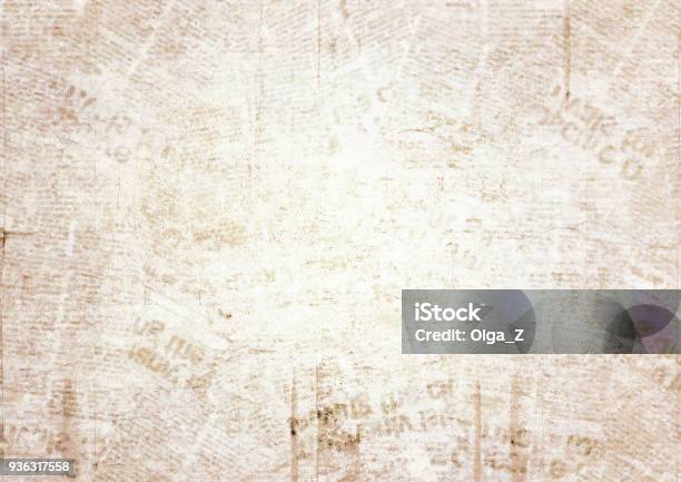 Old Grunge Newspaper Texture Background Stock Photo - Download Image Now - Paper, Old, Retro Style