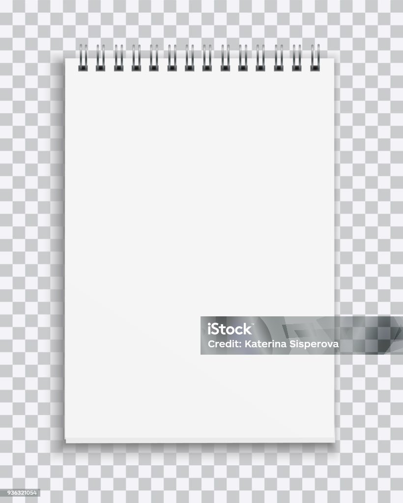 Vektor realistische leeren Notebook auf transparenten Hintergrund isoliert - Lizenzfrei Notizbuch Vektorgrafik