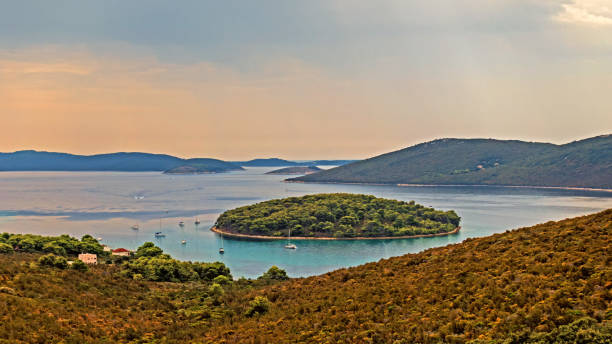 View from the Croatian island Molat to the Adriatic Sea stock photo