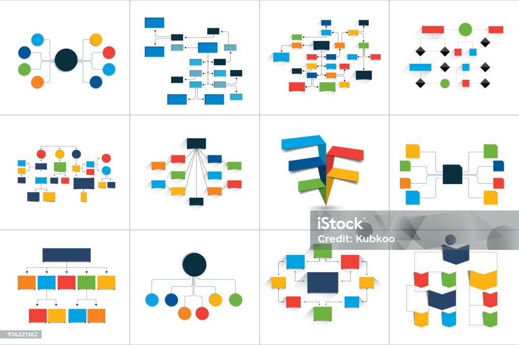 Fowcharts schemes, diagrams. Mega set. Simply color editable. Infographics elements. Mega set of various  flowcharts schemes, diagrams. Simply color editable. Infographics elements. Flow Chart stock vector