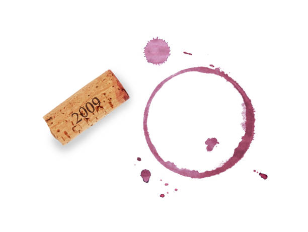 istock Red wine cork and stain rings isolated on white 936325532