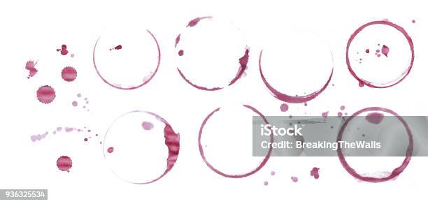 Red Wine Stain Rings Isolated On White Background Stock Photo - Download Image Now - Wine, Ring - Jewelry, Stained