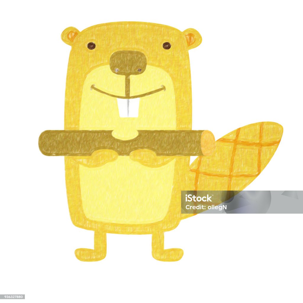 animals set - beaver Beaver isolated. Hand drawing beaver for a child Beaver stock illustration