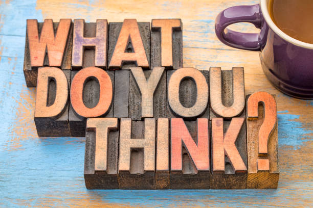 istock What do you think? Text in wood type 936331534