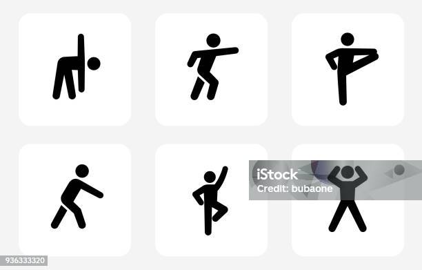Fitness And Healthy Lifestyle Stock Illustration - Download Image Now - Flexibility, Stretching, Black And White
