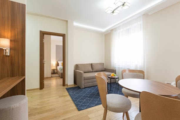 istock Interior of a hotel apartment, dining area 936333918