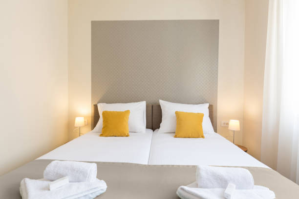 istock Interior of a hotel bedroom with double bed 936334828