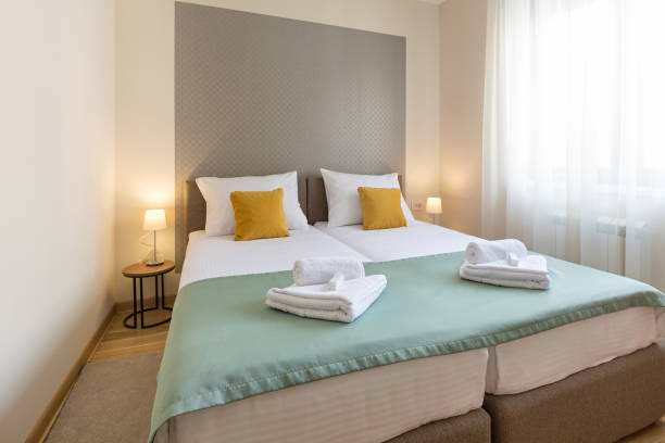 istock Interior of a hotel bedroom with double bed 936334834