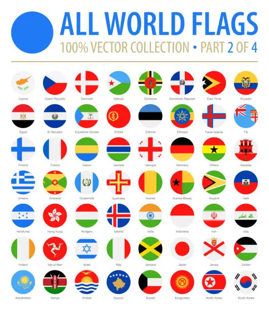 Vector illustration of World Flags - Vector Round Flat Icons - Part 2 of 4