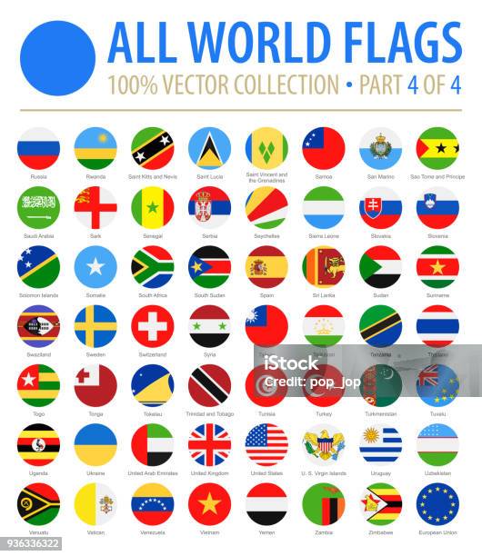 World Flags Vector Round Flat Icons Part 4 Of 4 Stock Illustration - Download Image Now