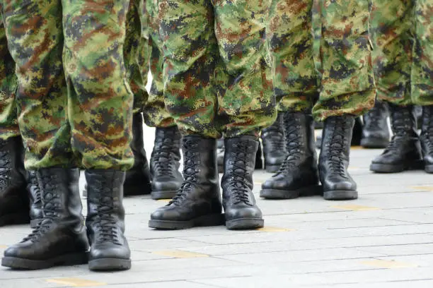 Photo of Military troops standing in line