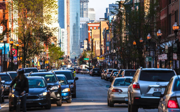 Busy streets of Chicago downtown