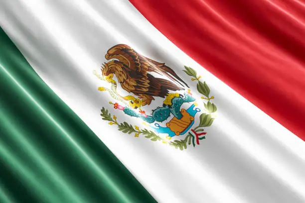 Photo of Mexican flag background, 3D rendering