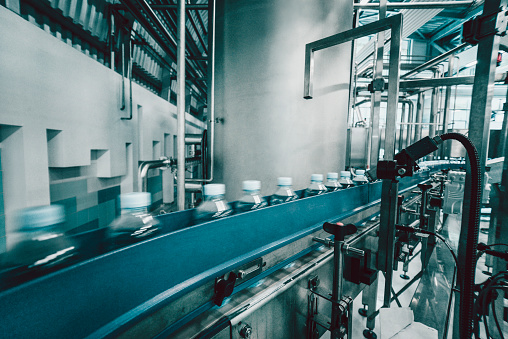 Production Line and Machines in Water Bottling Factory