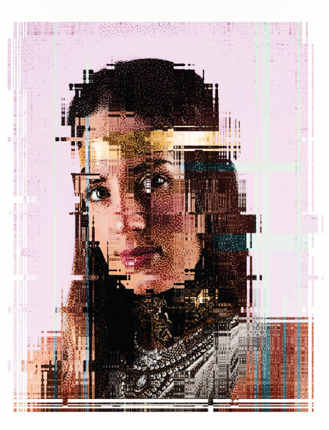 istock Portrait of beautiful boho woman with Glitch effect 936349760