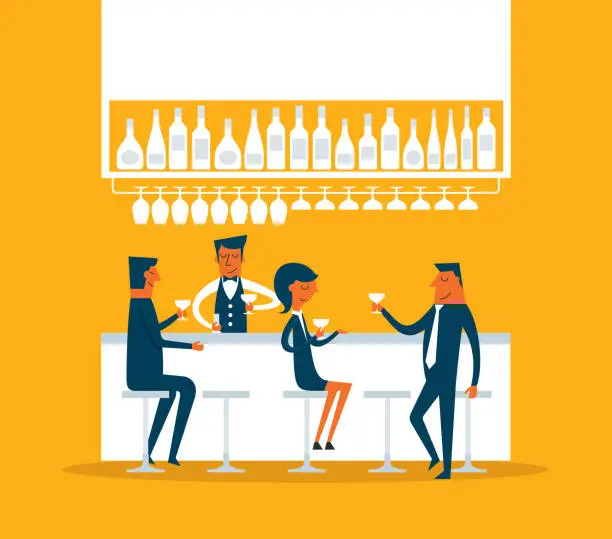 Vector illustration of Business person in pub