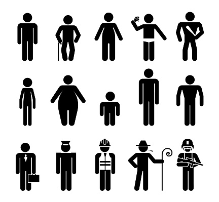 Set Of Male Pictograms That Represent Various Kinds Of People Stock ...