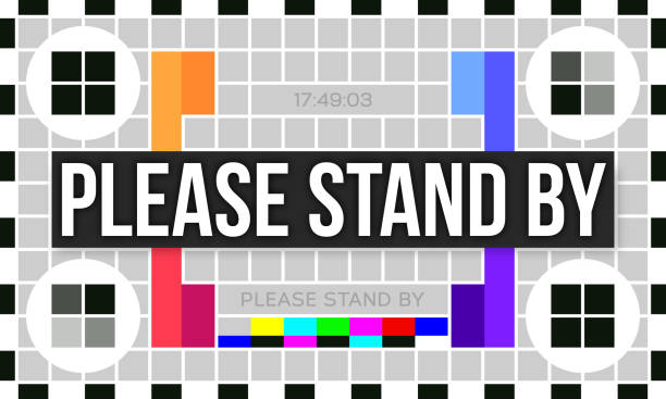 Please Stand By Please stand by color television error screen. outdated technology stock illustrations