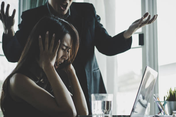 istock Pressured working women, angry boss or manager blaming his employee in office 936356024
