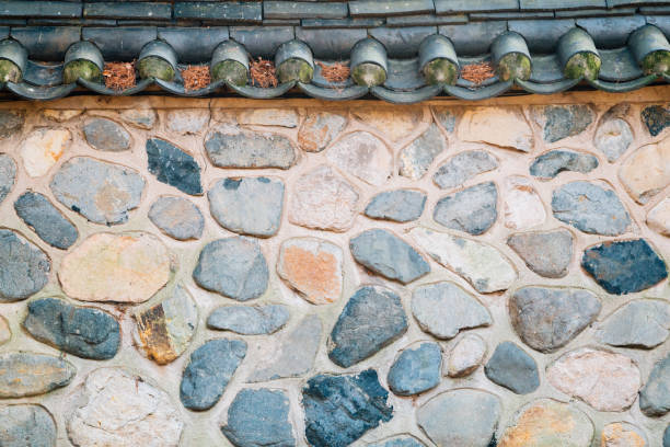 istock Korean traditional stone wall background 936357422