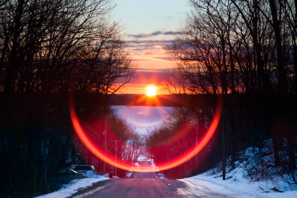 West pine Drive equinox sunrise, Higgins Lake, Michigan