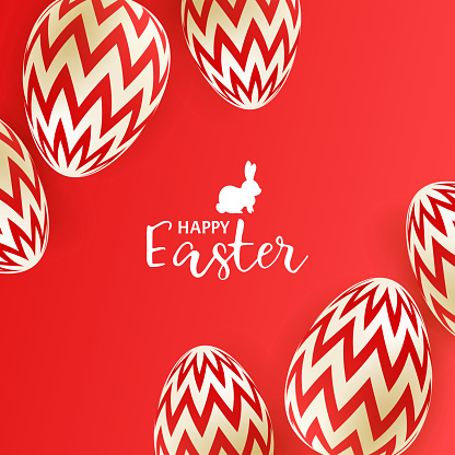 Easter eggs on red background vector illustration