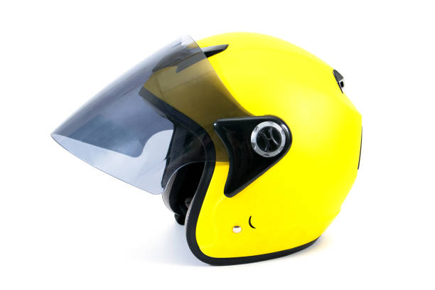 istock Opened yellow helmet motorcycle isolated on white background 936366022