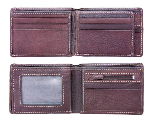 istock Two opened Brown leather men wallet isolated on white background 936366250