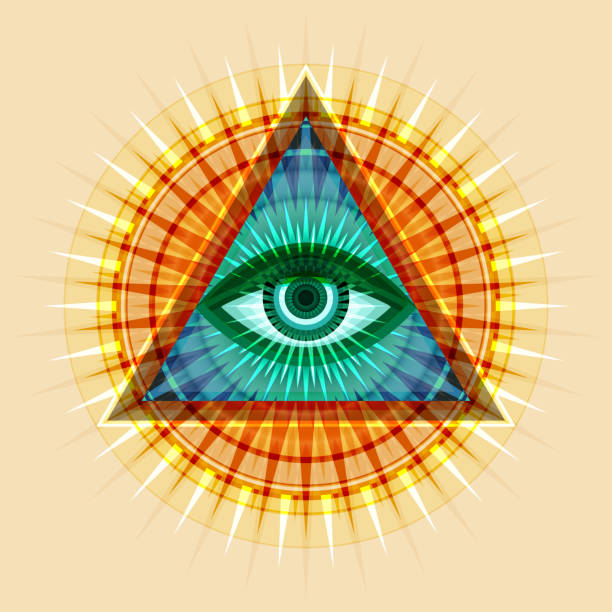 illustrazioni stock, clip art, cartoni animati e icone di tendenza di l'occhio onin vista di dio (l'occhio della provvidenza | occhio di omniscience | delta luminoso | oculo dei). antico simbolo sacrale mistico degli illuminati e della massoneria. - third eye illustrations