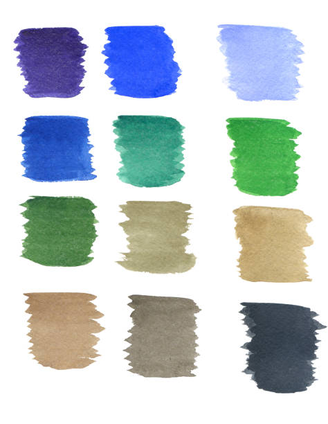 istock watercolor spots / splashes isolated on white. hand drawn illustration. palette. 936368236
