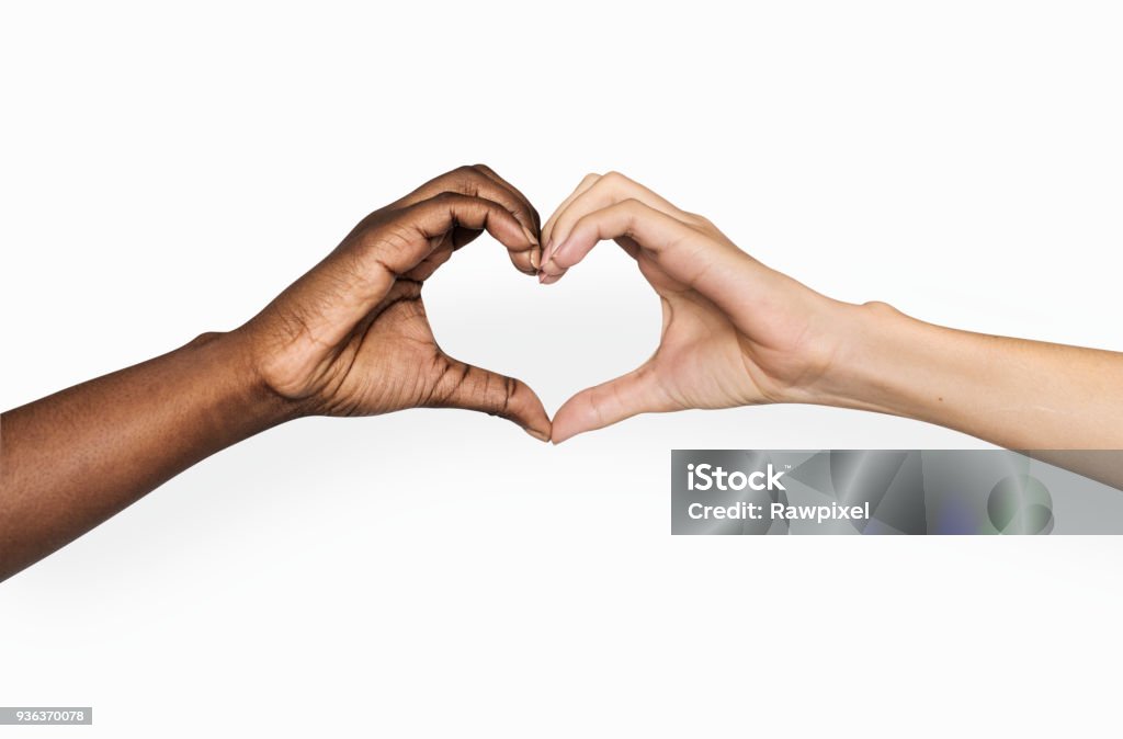 Diverse hands with love sign Hand Stock Photo