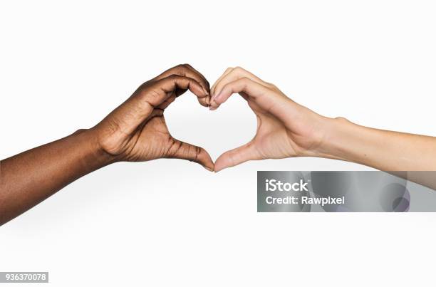 Diverse Hands With Love Sign Stock Photo - Download Image Now - Hand, Heart Shape, Making