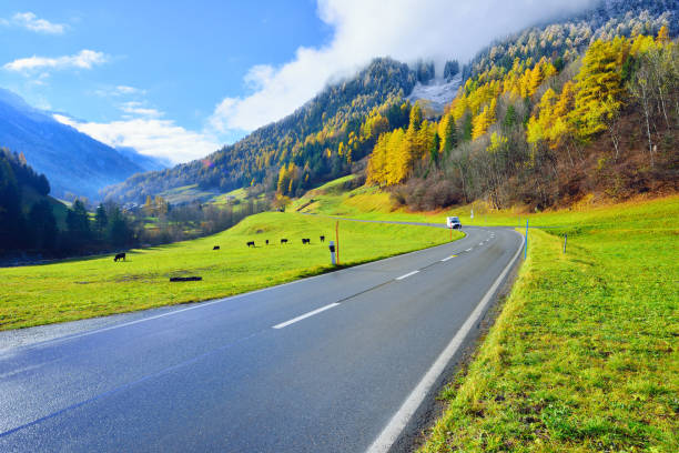 istock Highway at Swiss Alps's Valley 936375054