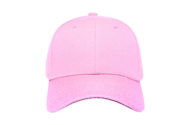 baseball gorra color rosa close-up de vista frontal - pink hat fotografías e imágenes de stock